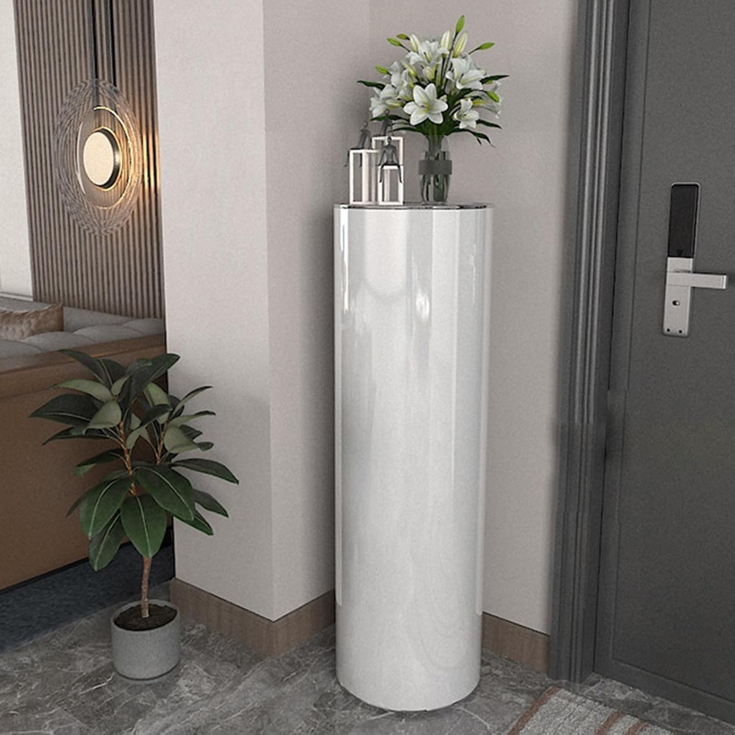 Genérico Giratorio Zapatero Giratorio Vertical Organizador Giratorio De Zapatero, Armario De Zapatos, Torre De Zapatos para Armario, Entrada, Pasillo (White, Ø32cm 120cm 8layer)