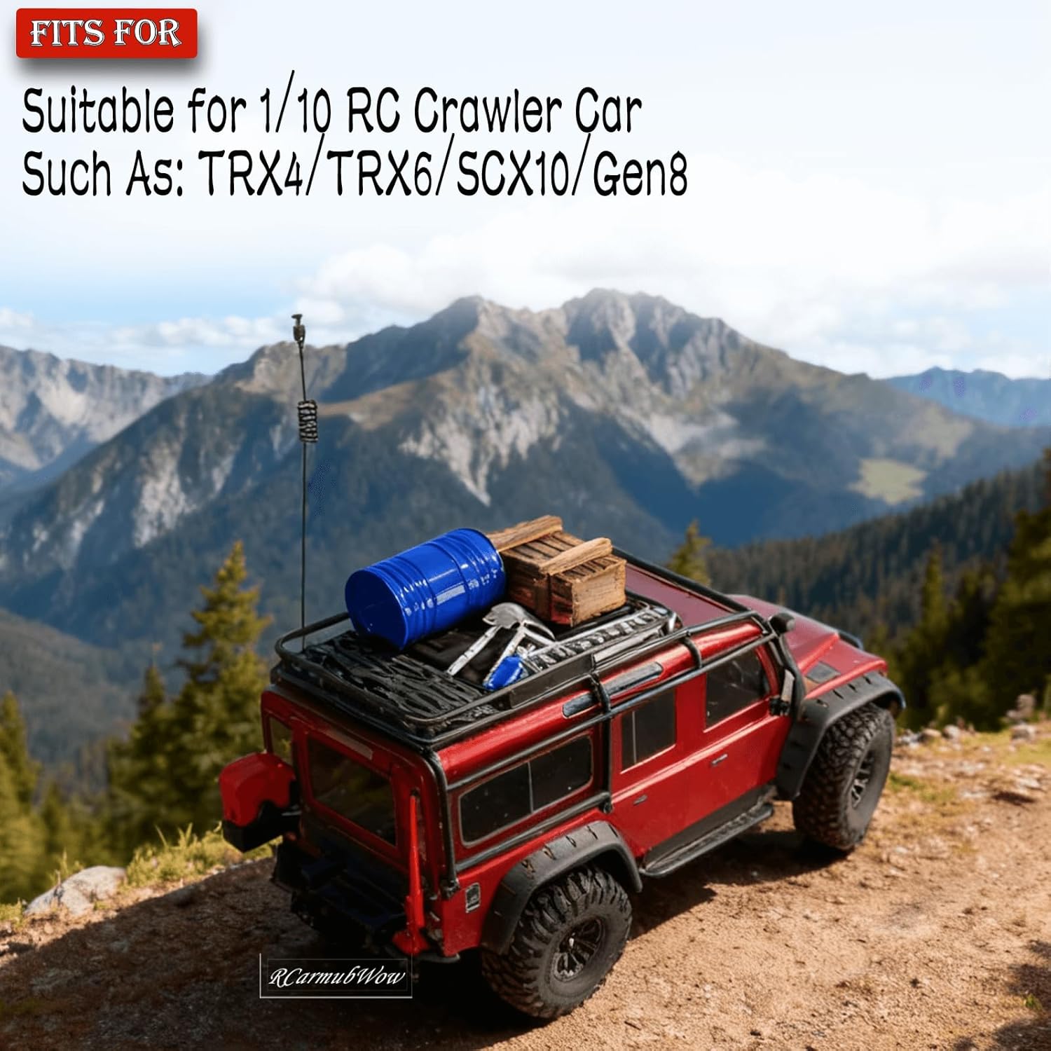 Accessories Simulation Decoration for 1/10 RC Crawler SCX10 Trx4 Trx6,Hydraulic Jack/Oil Drum/Ladder/Tow Rope/Recovery Board/Tool/Wooden Box/Antennas/Gas Cylinder/Metal Chains/Hooks,Blue