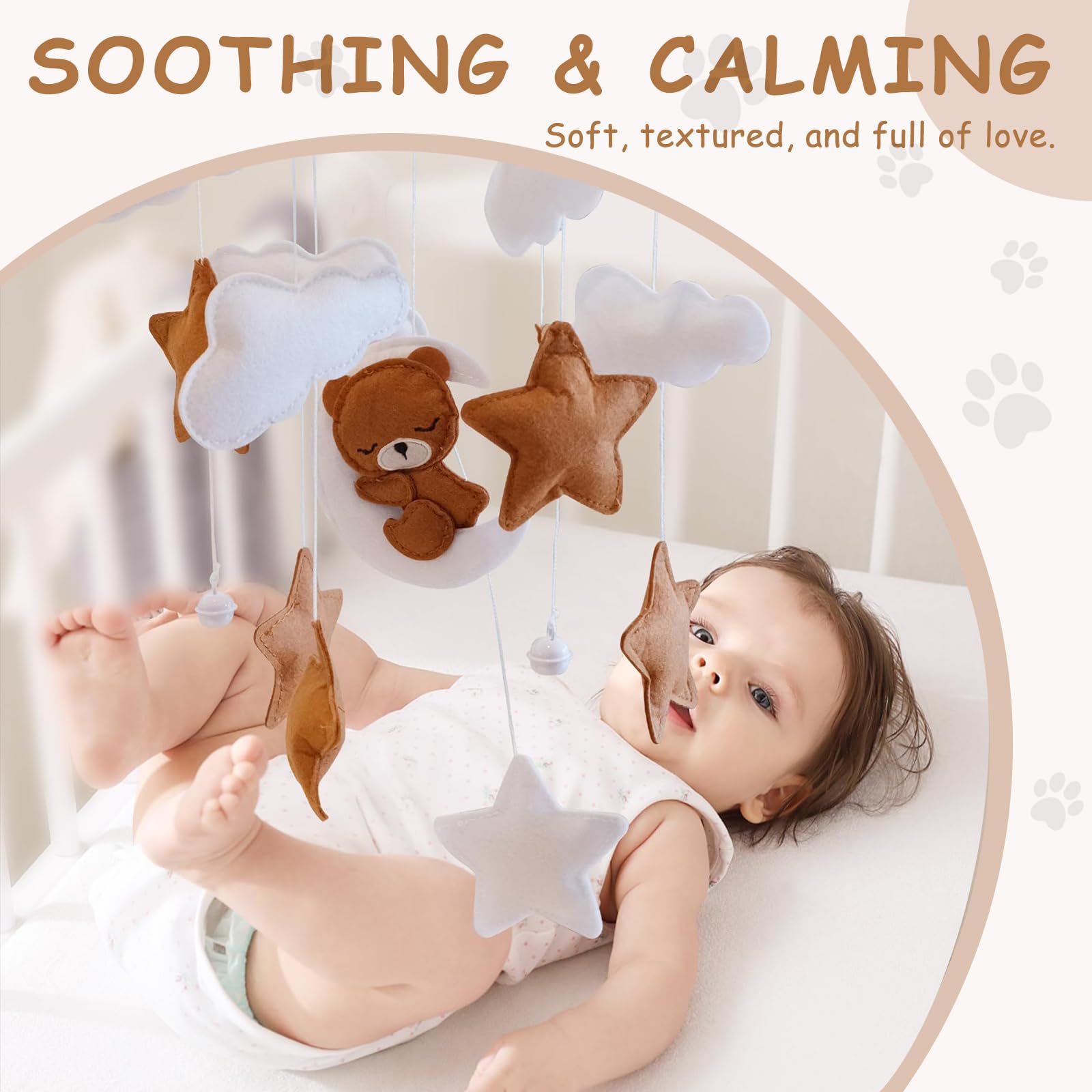 Mobile Bébé Pour Lit Bébé Ours Nuage, Mobile Pour Lit De Fille Et Garçon, Jouet Mobile, Décoration Suspendue Chambre D'enfant