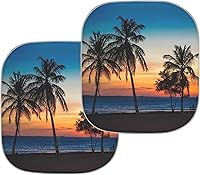 Vista 5 de Parasol para parabrisas de automóvil con estampado de playa tropical, protección universal para proteger el interior del automóvil, bloquea