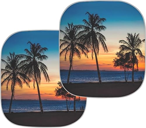 Miniatura 5 de KUIFORTI Parasol para parabrisas de automóvil con estampado de playa tropical, protección universal para proteger el interior del automóvil, bloquea