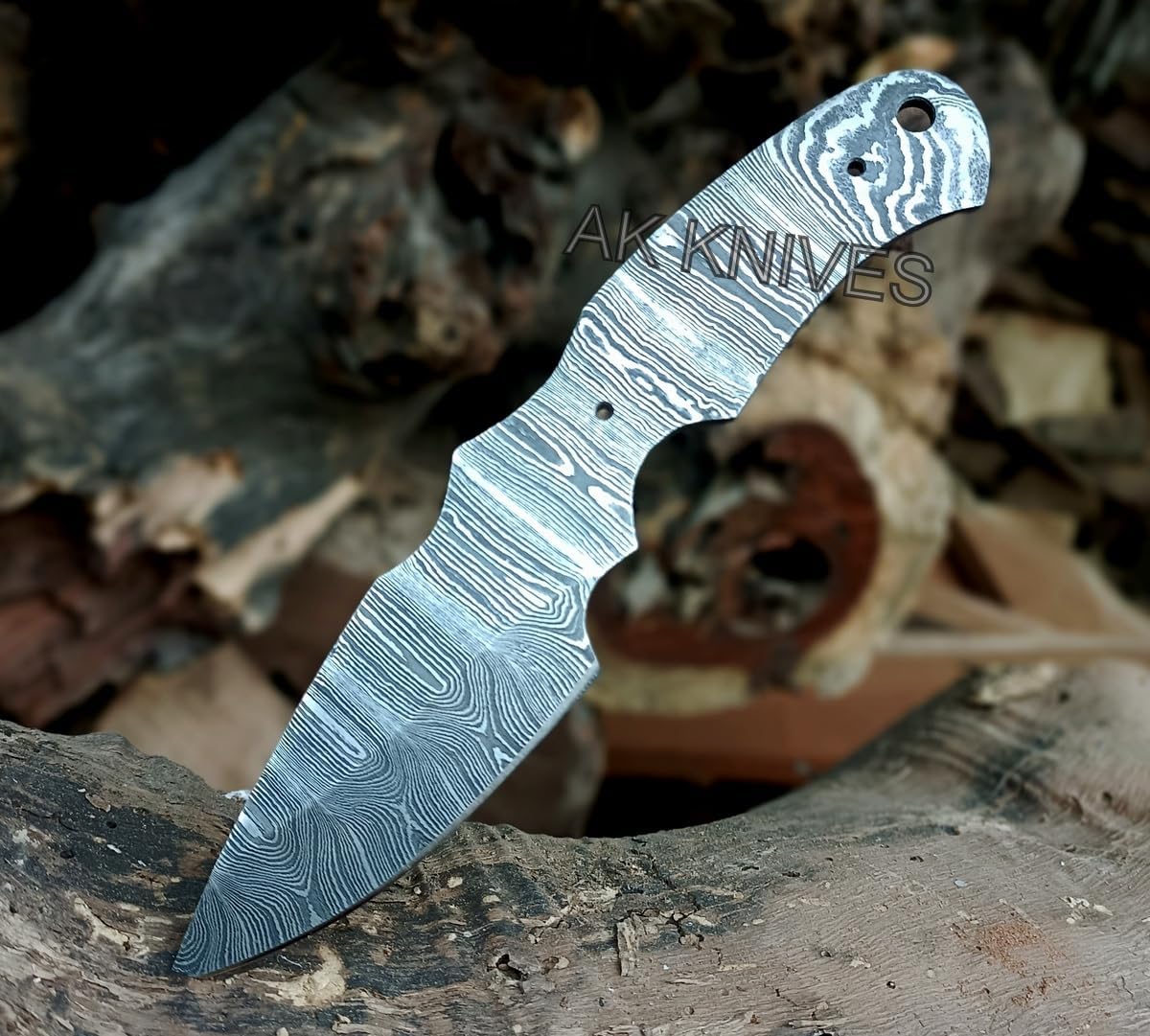 Damascus Steel Blank Blade for Knife Making, Full-Tang, Hunting Knife Blank, Diy Skinning Blank Blade, 8 In Twist Pattern