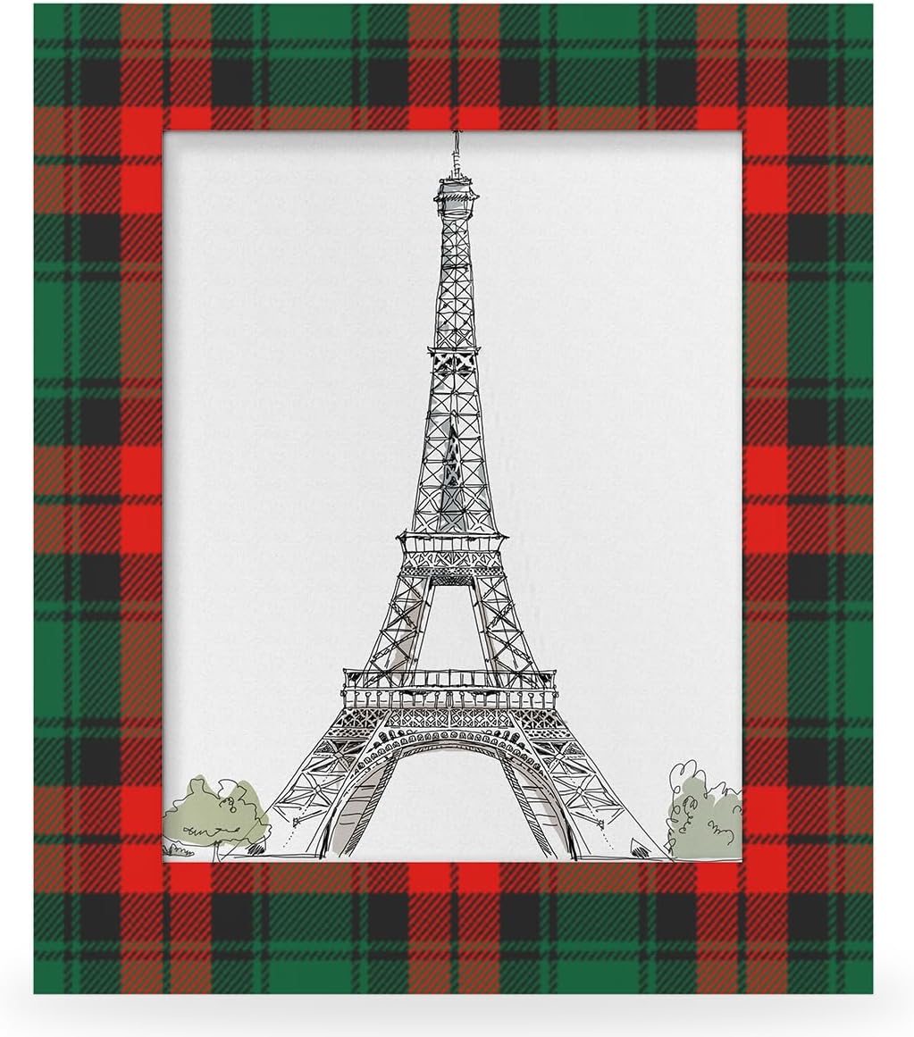 Christmas Plaid Pattern 8x10 Picture Frame Wooden Picture Frames for Wall Hanging & Tabletop Decor Display 8x10 or 8x8 Picture Collage Family Weddings Christmas Photo Frame for Gift
