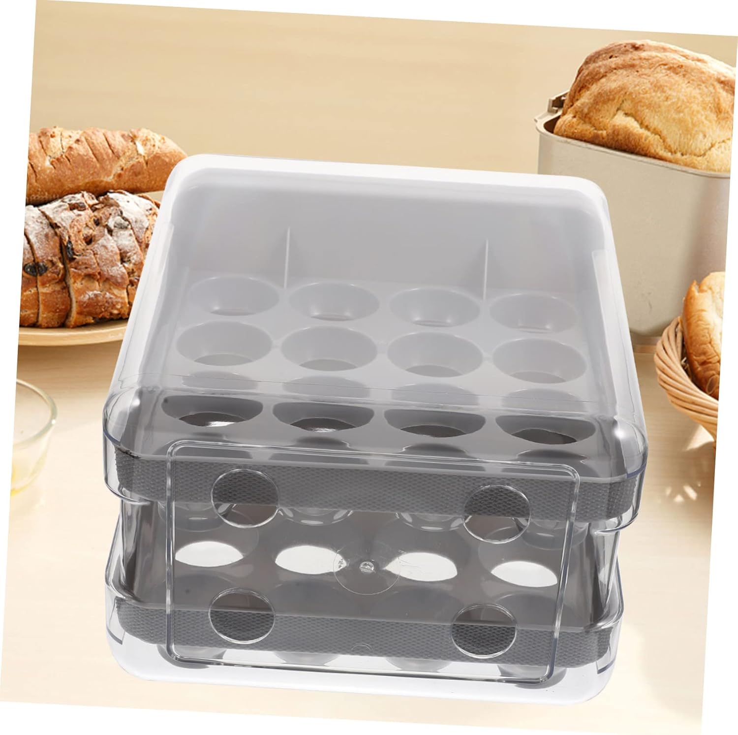 32grids Double Layer Thickened Egg Organizer Storage Case for Refrigerator Transparent Drawer Style Holder with Slots Practical Kitchen Supply for Home and Restaurants