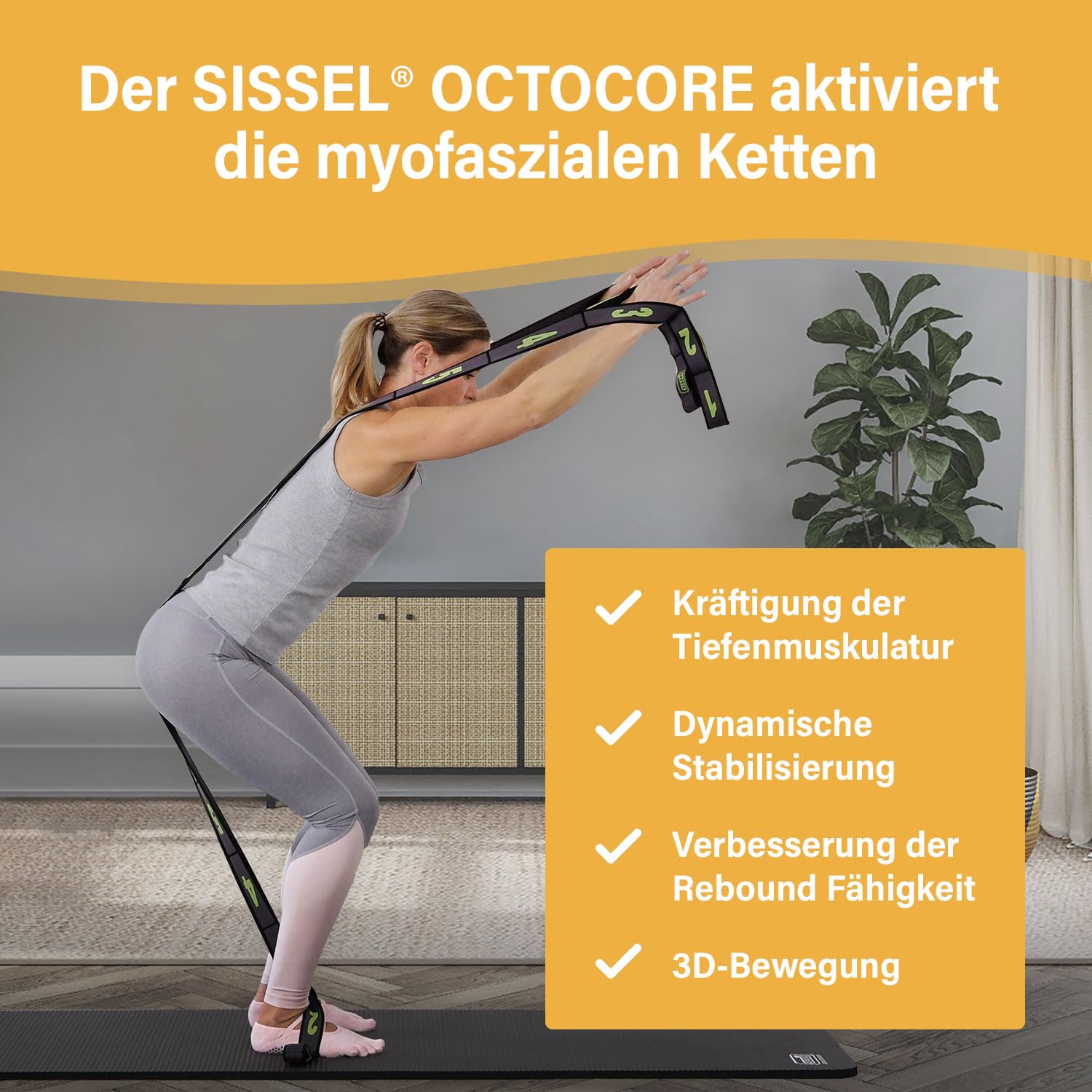 SISSEL OCTOCORE | Fitnessbänder | Innovatives Design | Resistance Bands für Ganzkörpertraining & Tiefenmuskulatur | Widerstandsbänder für Pilates & Yoga | Gymnastikband | Sportgeräte Zuhause | Fitness