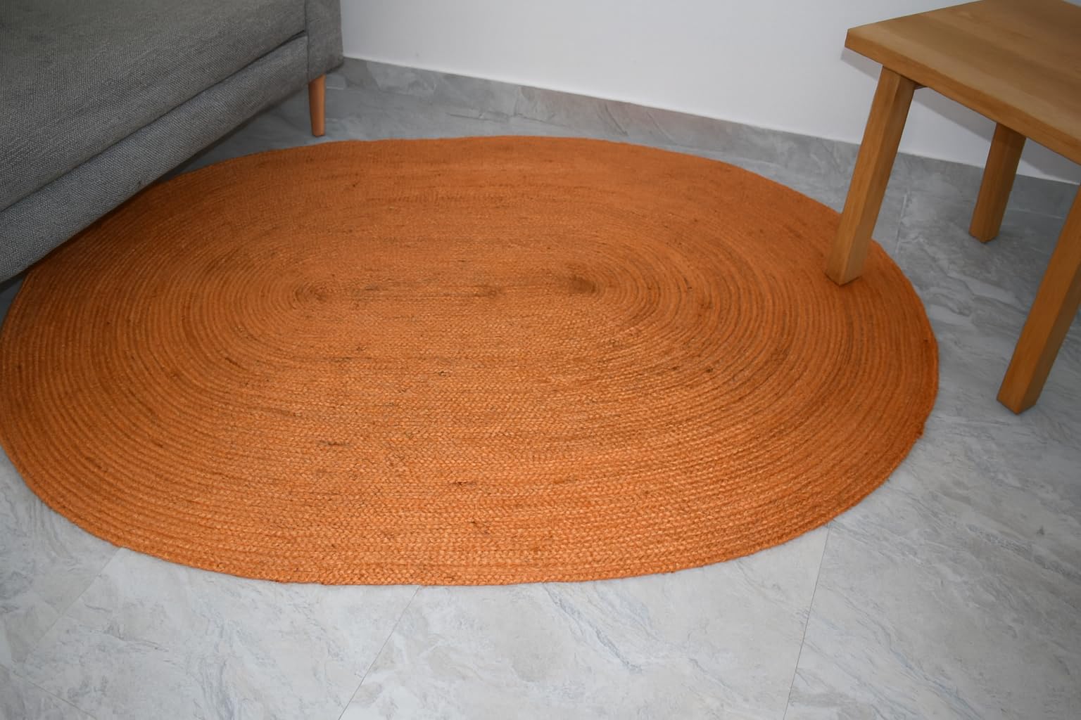 Tapis en jute tressé main de haute qualité 120 x 360 cm orange