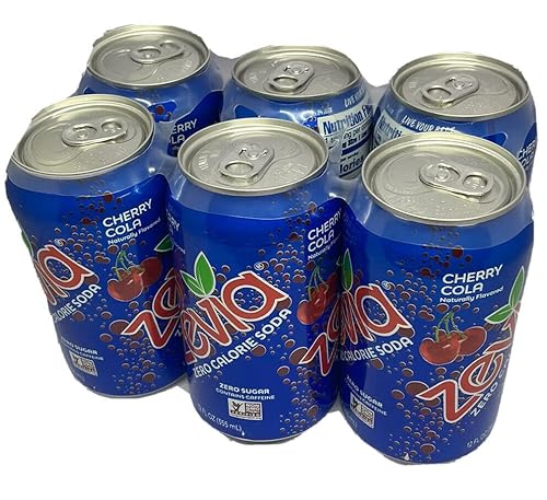 Zevia Zero Calorie Soda, Zevia Cherry Cola Soda Drink, Pack Of 6 Cans, Bundled With Lang's Recipe Card, Caffeinated Soda, Sugar Free Soda, Stevia Soda, No Sugar Drinks, Diabetic Friendly Drinks, Six 12Oz Cans #TOP14