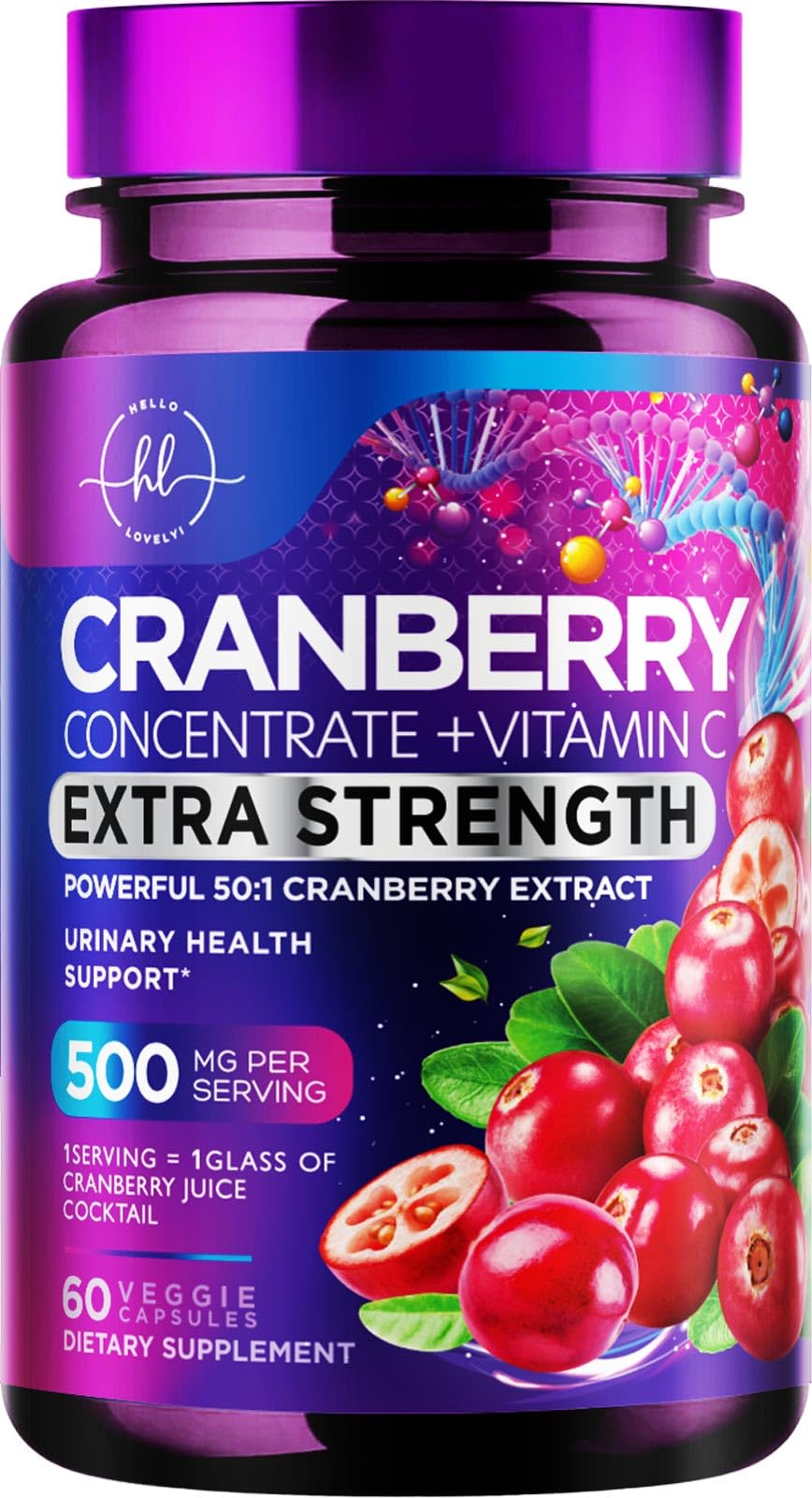Cranberry Extract 500mg Supplement Pills - 3X Strength Concentrated Natural Whole Fruit Cranberry with Vitamin C, Triple Strength for Cleanse & Urinary Tract Health Support, Gluten Free - 120 Capsules — Amazon image 10
