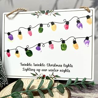 Fingerprint Christmas Lights, Baby's First Christmas DIY Fingerprints Handprint Hanging Sign Christmas 2024, Christmas Art Craft, Holiday Craft, School Activity, Kids Toddler, Gift, Memory Keepsake