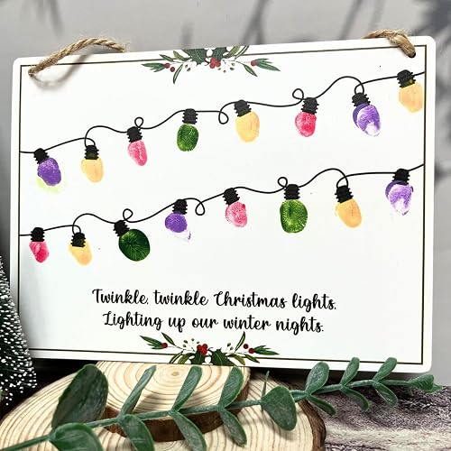 Fingerprint Christmas Lights, Baby's First Christmas DIY Fingerprints Handprint Hanging
