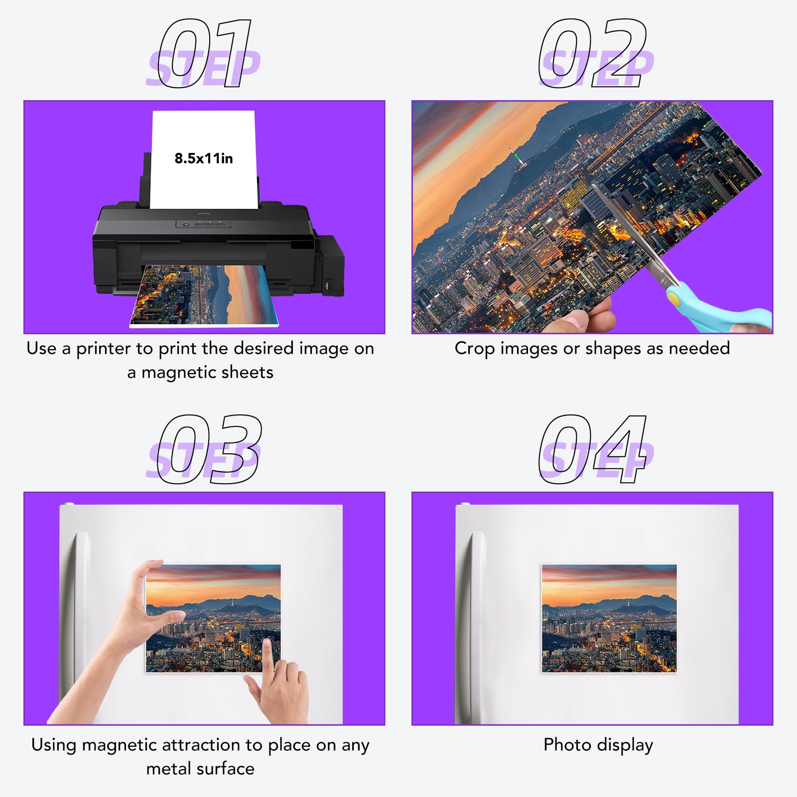 DIYMAG Hojas magnéticas imprimibles, 32 hojas magnéticas flexibles de 8.5 x 11 pulgadas, papel magnético mate no adhesivo para impresora de inyección de tinta, fotos, manualidades | Papel magnético flexible, no adhesivo para manualidades, pared de fotos,