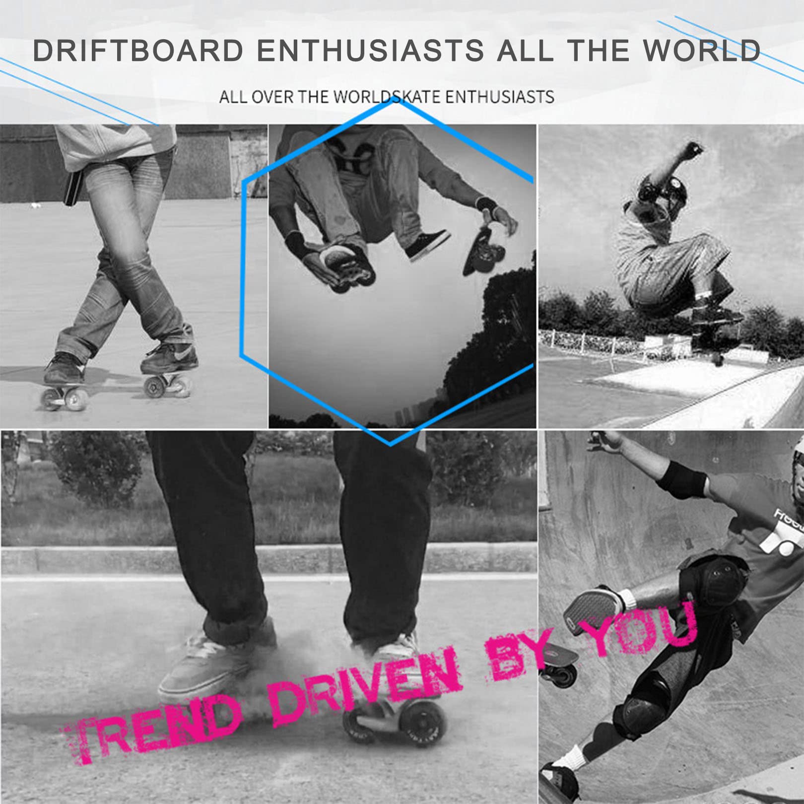 Anti-Rutsch Drift Skates, Split Freeline Rollschuhe mit PU-Rädern, Anzug für Outdoor, Jugendliche, Erwachsene, Anfänger, Blau/Rot/Transparent Farbe