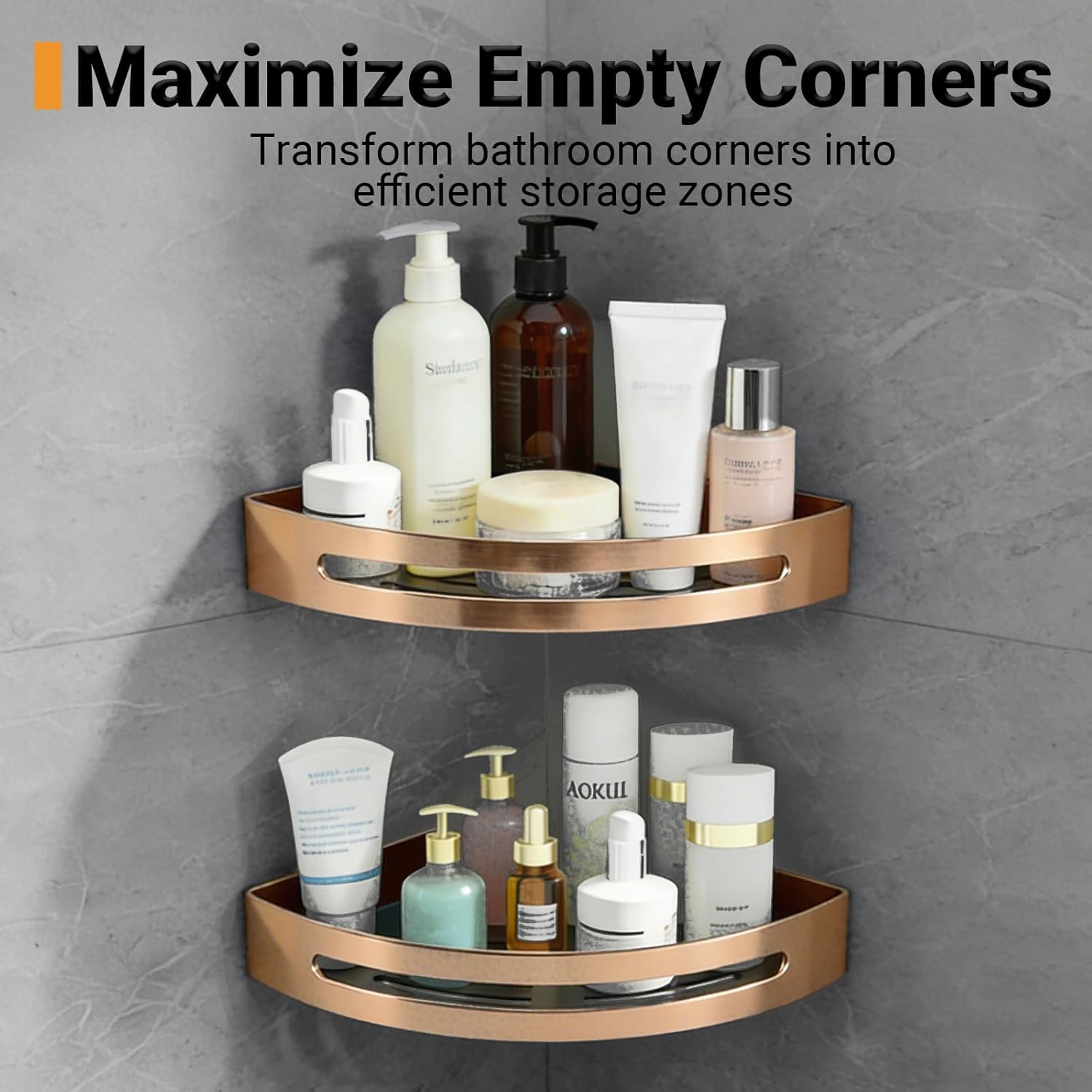 Corner Shower Shelf, Bathroom Shower Caddy Organizer, 2-Tier Bathroom Corner Shelves, Corner Shelf with Includes Four Hooks, Drilling/Adhesive Mounting Methods
