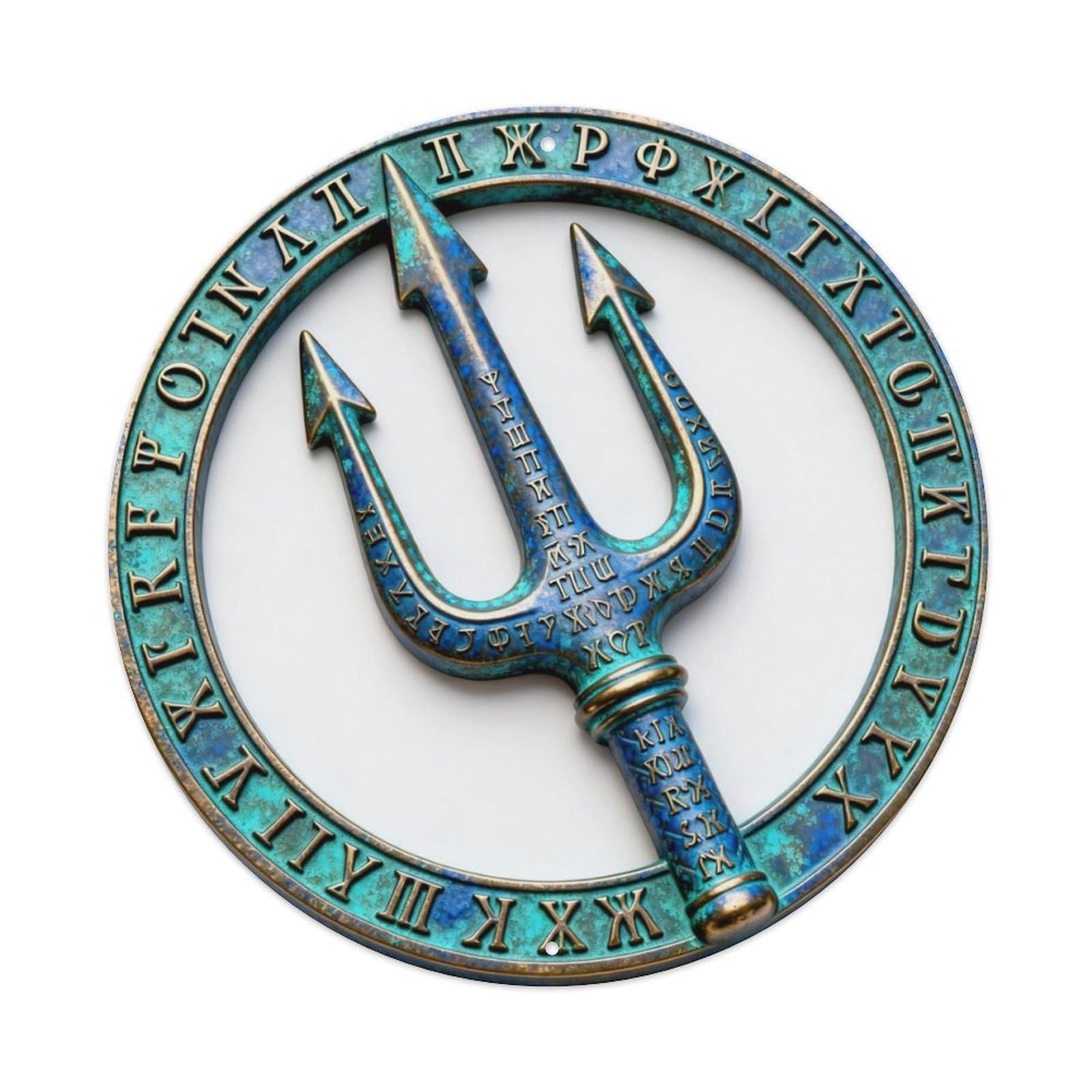 Greek Poseidon Trident Oracle Run Metal Tin Sign Plaque