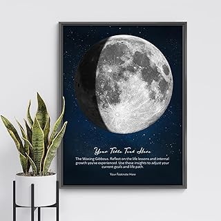 Custom Planets Art Poster Prints, Personalized Moon Phase Art Prints Wall Hanging Decor, Custom Planet Moon Phase Wall Art Canvas Prints Unique Meaningful Gift for Every Occasion (Waxing Gibbous)