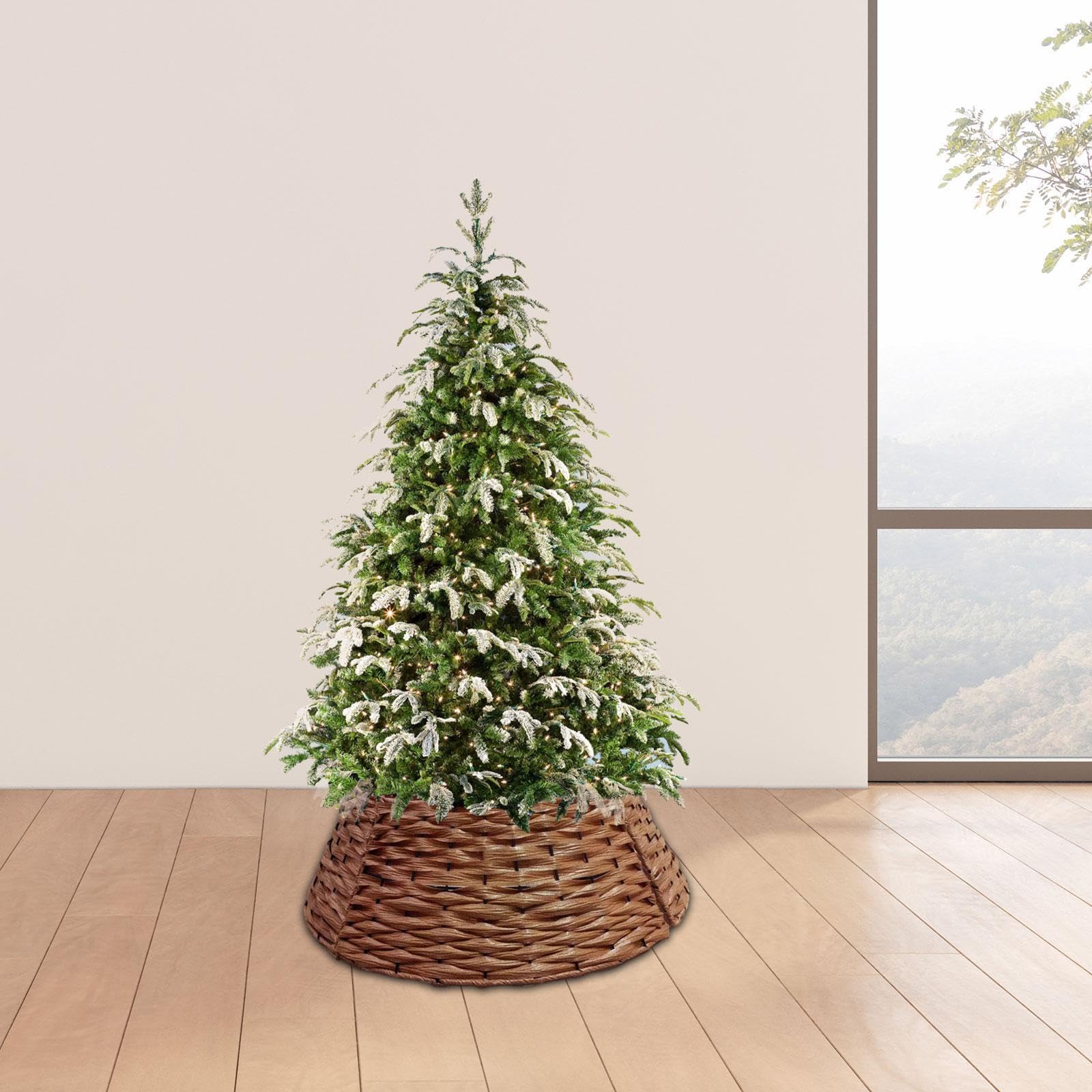 Copribase per Albero di Natale, Cesto per Albero, Supporto per Albero, Copertura per Base, Anello per Albero di Natale. Facile da Montare. Realizzato, Marrone, 40cmx60cmx17cm