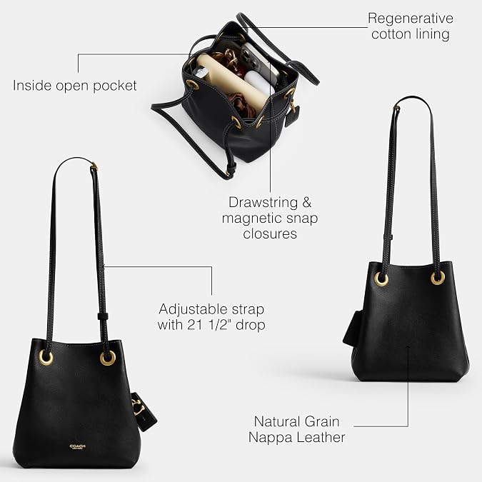 Coach Women's Leather Jade Drawstring Bucket Bag