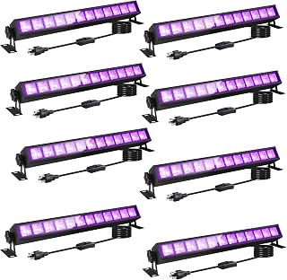 8 Pack 40W LED Black Light Bar, Blacklight Flood Light with Switch+Plug+5ft Cord, Each Light Up 24x24ft, for Glow Party, Halloween, Bedroom, Body Paint, Stage Lighting, Fluorescent Party