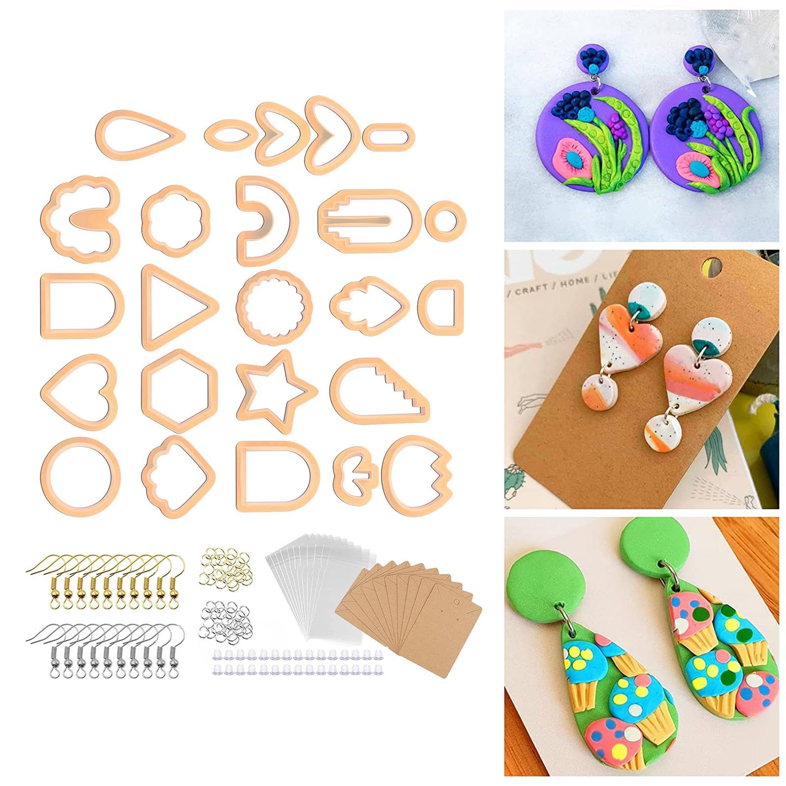 Adoorniequea 5 Set 124 Stück Cutter für Polymer Clay Ohrringe Geometrisch für Polymer Clay Ohrring Orange Orange 124 Stück