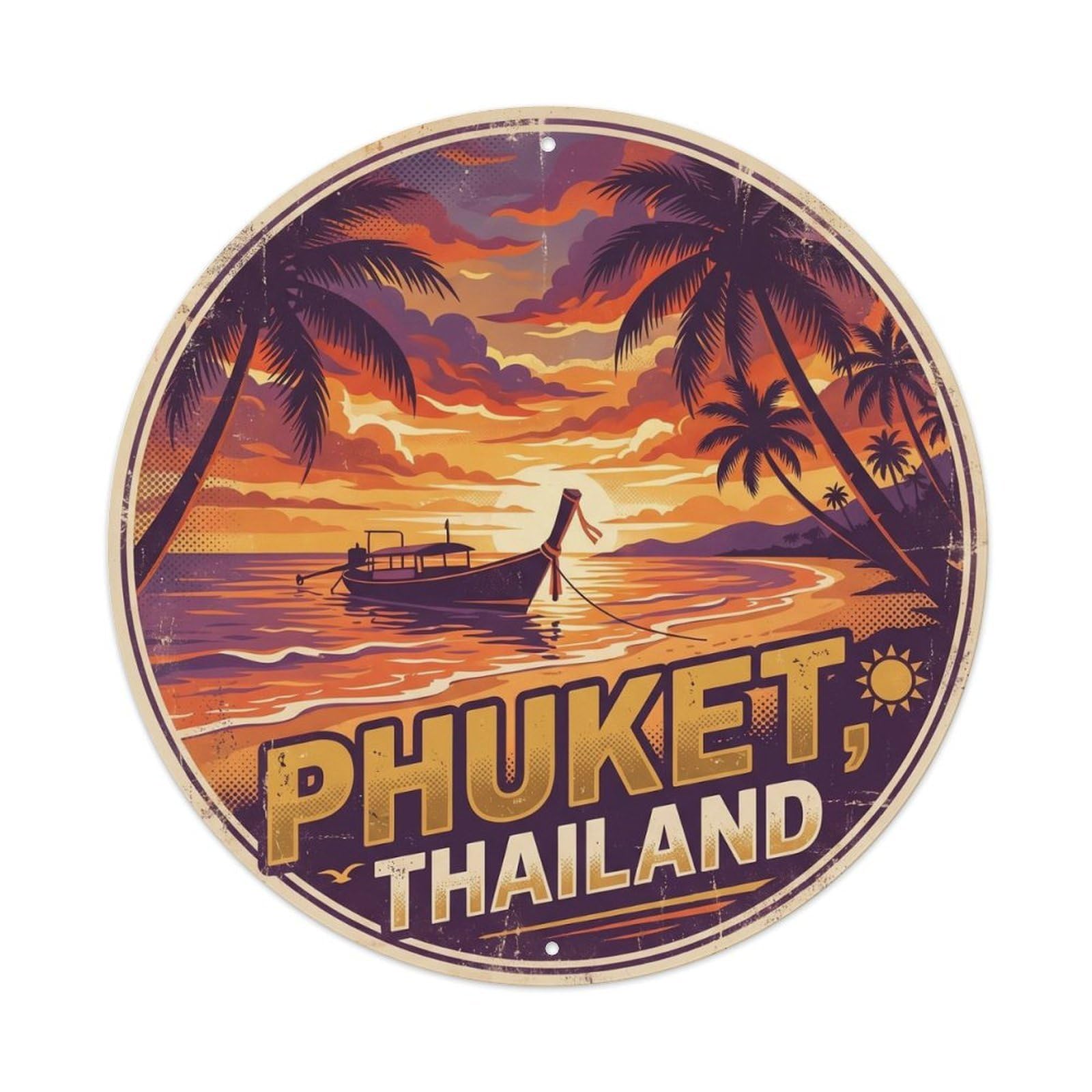 Phuket Sunset Beach Ocean Escape Seaside Leisure Metal Tin Sign