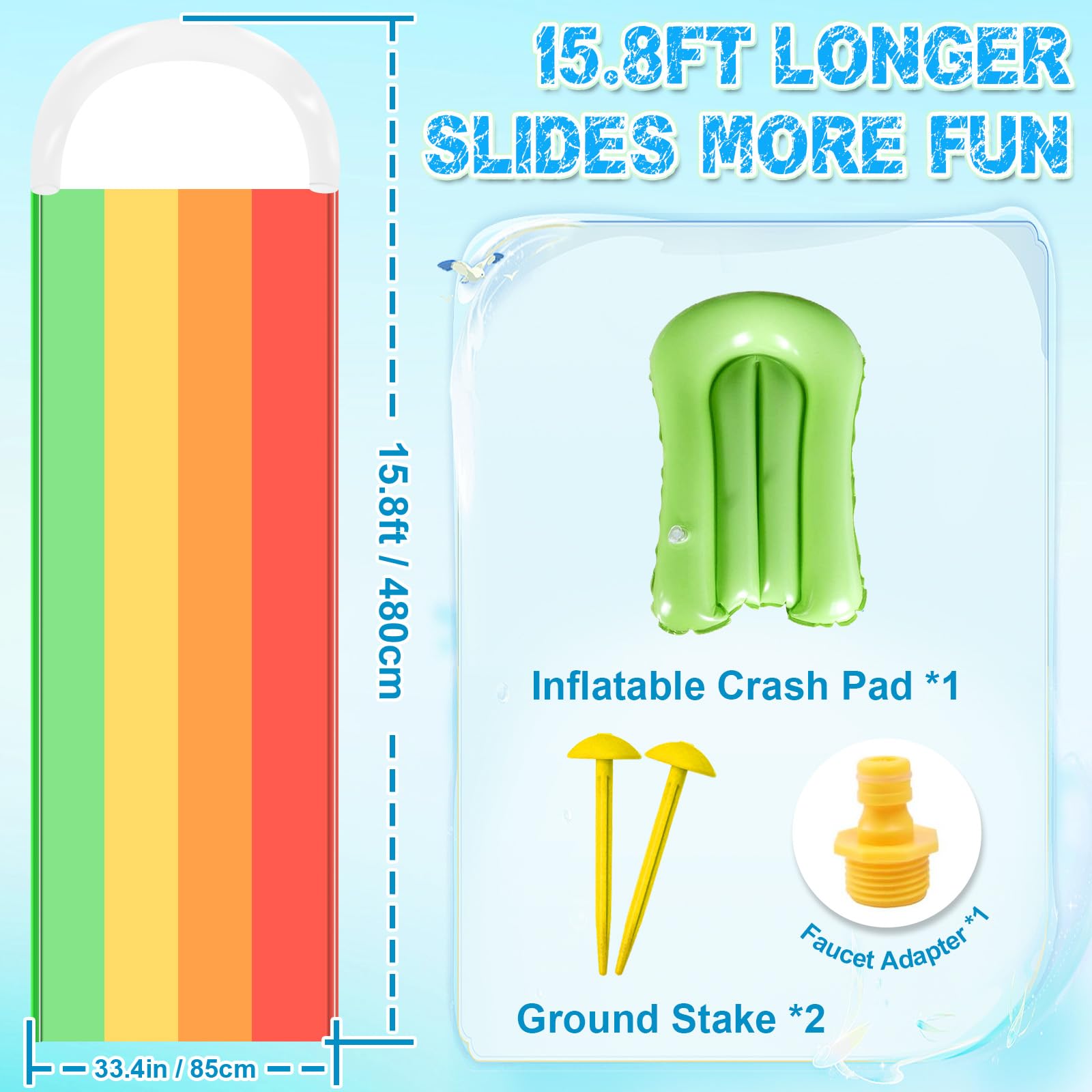 Toboggan Aquatique,Toboggan pour Pelouse de Jardin Gonflableavec Bodyboard,Jouet Aquatique pour l'Extérieur,Toboggans Piscine Hors Sol,Jouet d'eau d'été pour Enfants et Adultes,Extérieur et Jardin