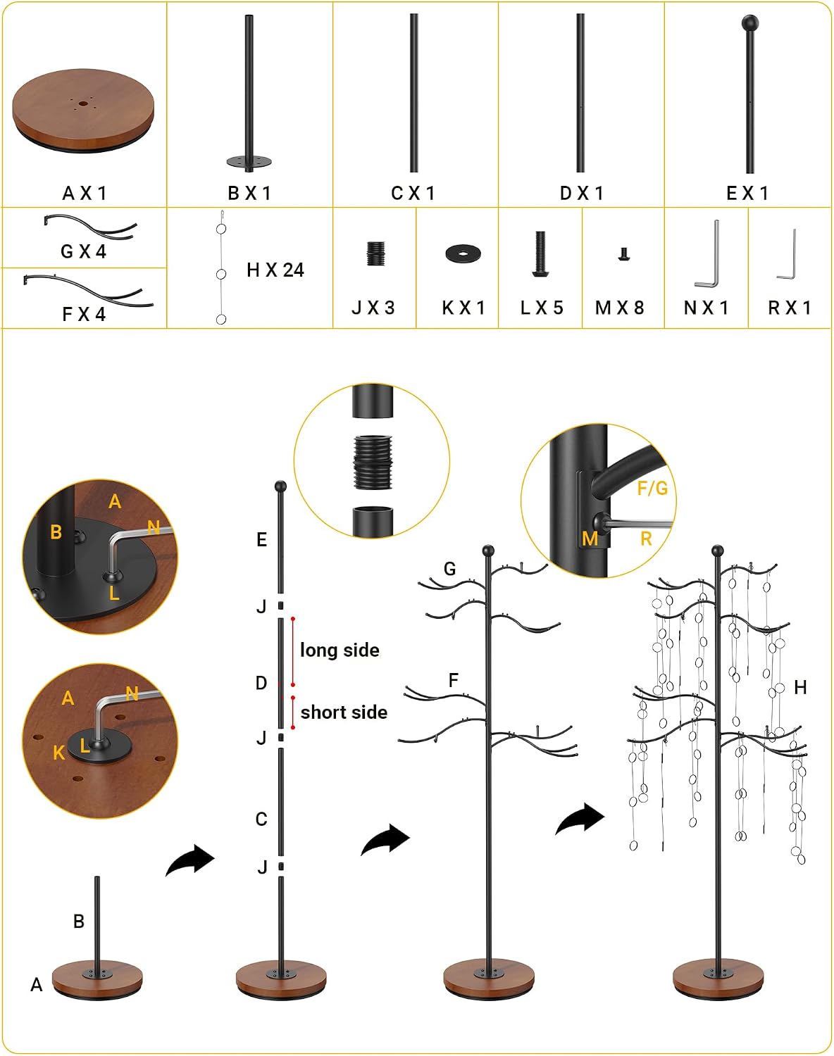 TJ.MOREE Rotating Family Tree, Hanging Photo Display with 72 Clips, Party Photo Display Tree to Hold Gift Cards, Hanging Photo Tree Holder for Pictures, Polaroid Holder for Room Decor
