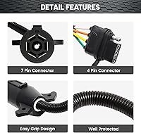 Vista 5 de Oyviny Adaptador de remolque plano de 7 vías a hoja de 4 vías + extensión de remolque Oyviny de 4 pines de 12 pulgadas