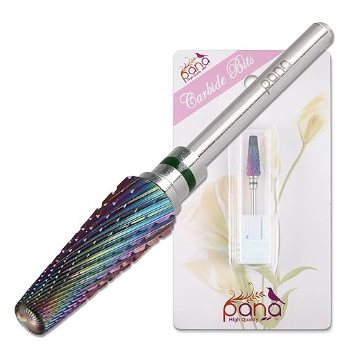 Miniatura 200 de PANA Broca de carburo de uñas 5 en 1 – Uso de rotación bidireccional para zurdos y diestros – acrílico de eliminación rápida o gel duro – vástago