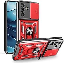 YANJIEER ESONG Cover Antiurto per Xiaomi Redmi Note 15 Pro 5G, Custodia Armor Protettiva di Grado Militare, Scorrevole Fotocamera Proteggi, Magnetica Anello Supporto,Hard PC&TPU Bumper Case Rosso