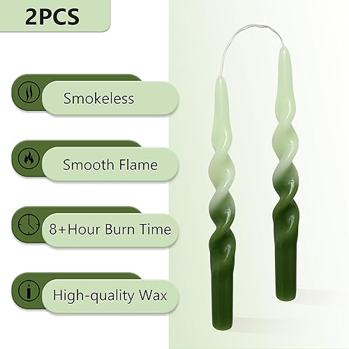 Miniatura 2 de Vela cónica en espiral torcida de 10 pulgadas, velas de colores sin perfume, velas altas sin humo para el hogar, vacaciones, boda, fiesta,