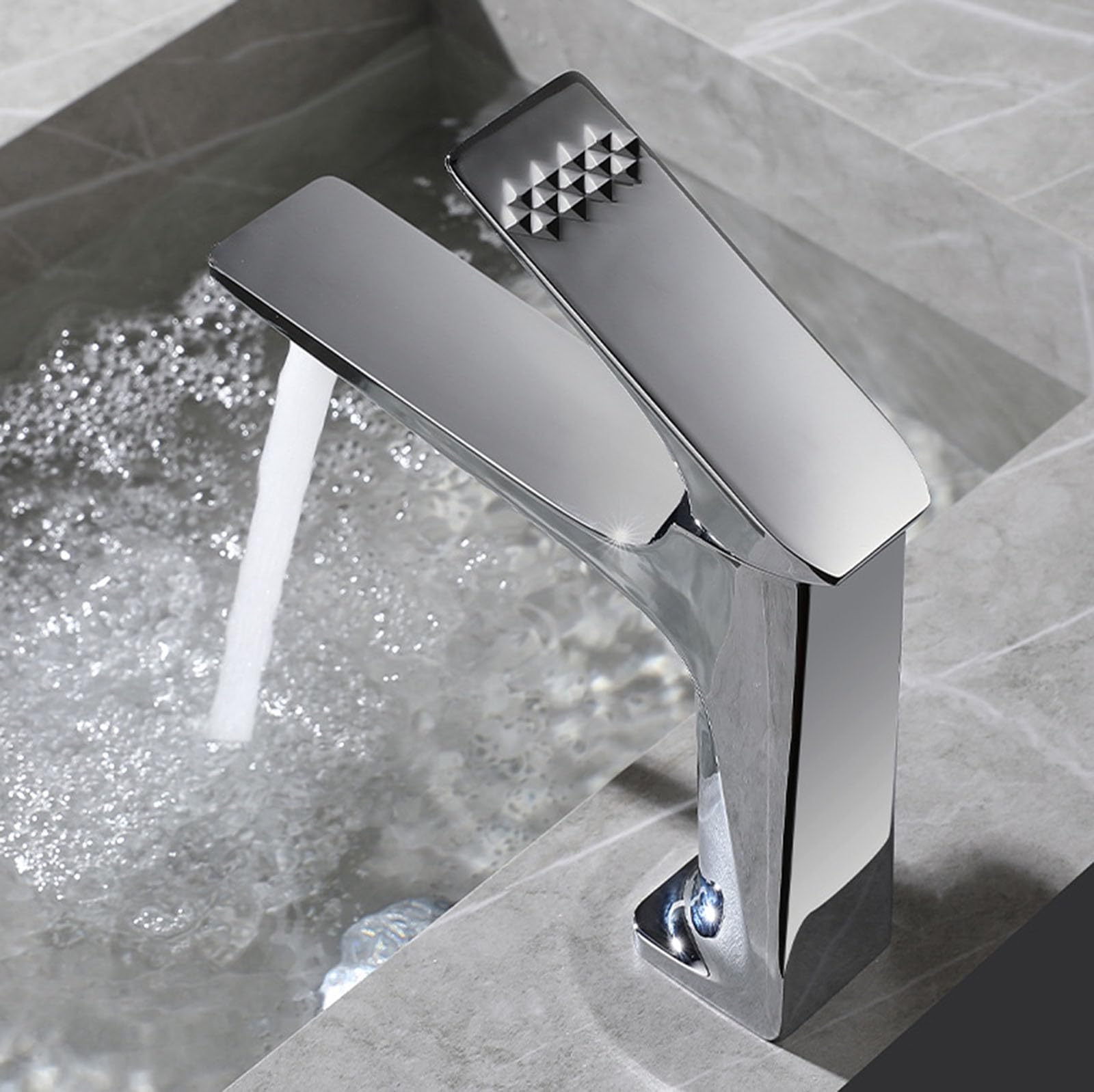 Nfusrxmbk Chrome Sink Taps For Bathroom Modern Brass Countertop Basin Tap Single Lever Hot And Cold