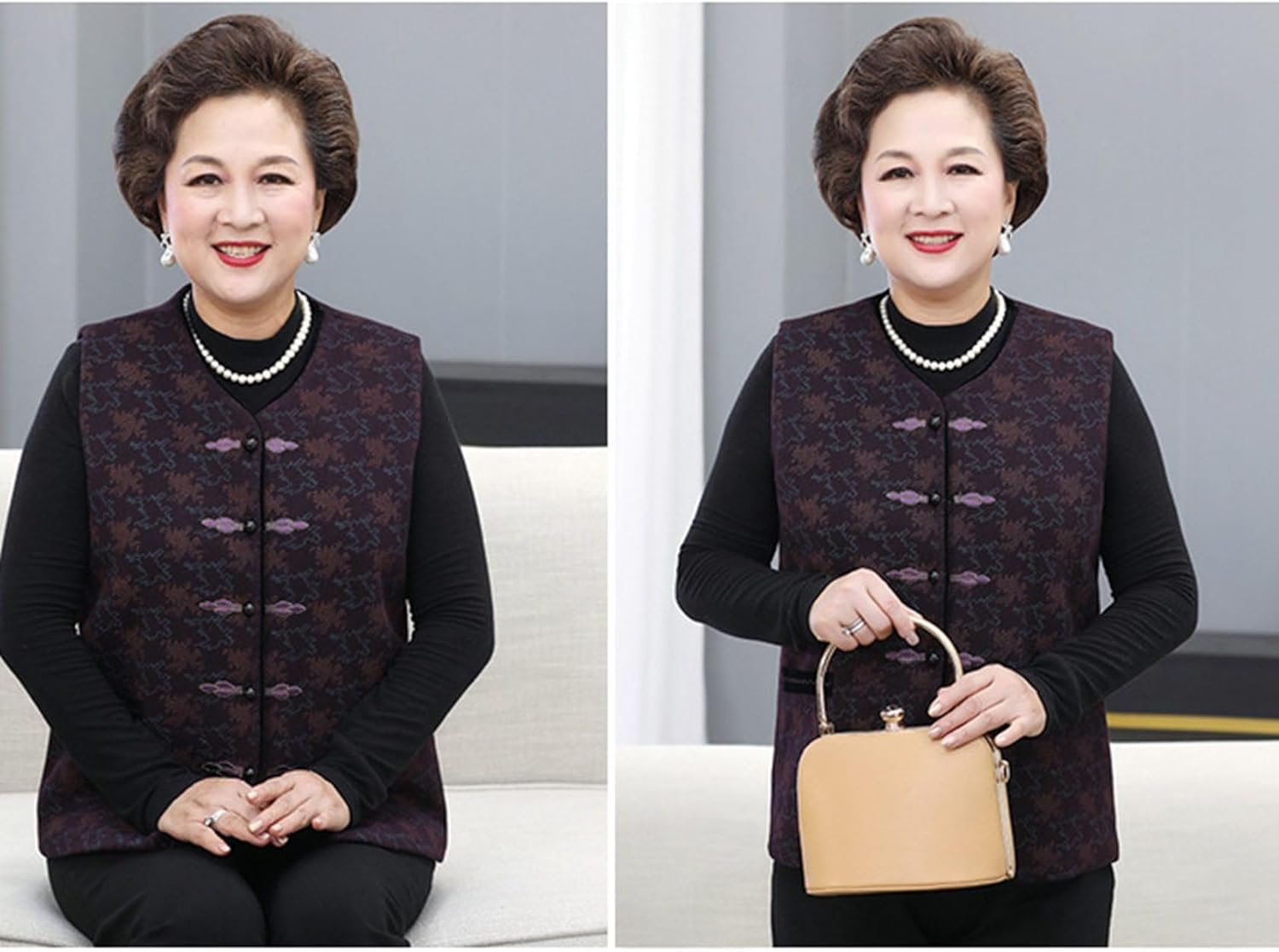 [WOOYOO] レディース 無袖ジャケット ベスト チョッキ 高齢者 開襟 着痩せ ノースリーブ 裏起毛 ボア あったか 保温防寒