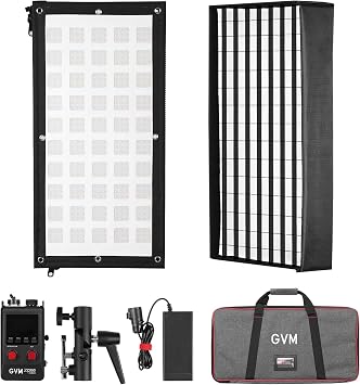 مصباح فيديو LED مرن ثنائي اللون GVM ZipTile Z150B 2700K6800K، 15500 لوكس/متر، لوحة إضاءة 150 وات، 12 إضاءة FX مع صندوق ناعم شبكي على شكل قرص العسل، يدعم التحكم في التطبيق لإضاءة التصوير الفوتوغرافي في الاستوديو
