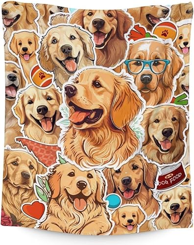 Miniatura 1 de Manta Golden Retriever de 50 x 40 pulgadas, bonita manta para niños, niñas, niños, mantas amarillas suaves y peludas para cuna, sofá y viajes