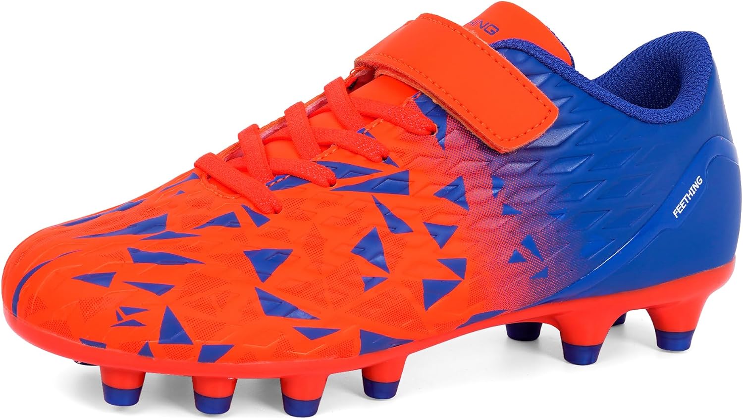 Kids Soccer Cleats for Boys Girls Lightweight Youth Toddler Football Shoes with Laceless Strap Rubber Studs for Firm Ground Artificial Grass Training