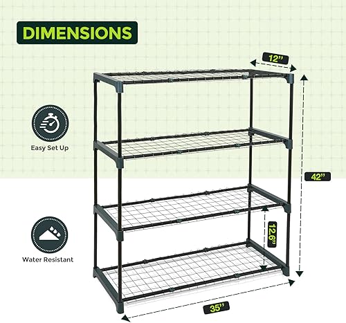 Miniatura 3 de EAGLE PEAK Estantería de invernadero doble de 4 niveles, estantes para plantas al aire libreinterior, 35 x 12 x 42 pulgadas, verde