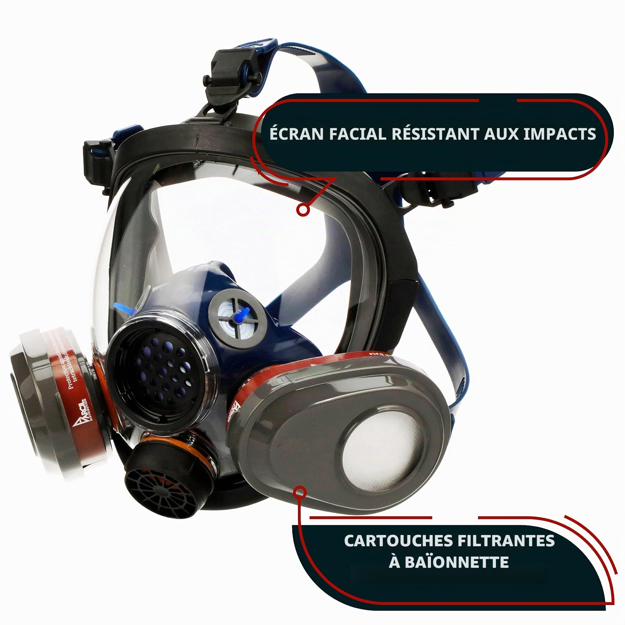 PD-101 Masque respiratoire intégral tactique et de survie contre les vapeurs organiques et les particules - Protection respiratoire FFP2 - masque intégral d’urgence contre les gaz et la fumée