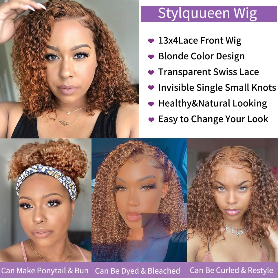 Miniatura 3 de Pelucas de cabello humano ondulado corto con encaje frontal, pelucas de cabello humano brasileño prearrancado con abuelitos, pelucas de encaje