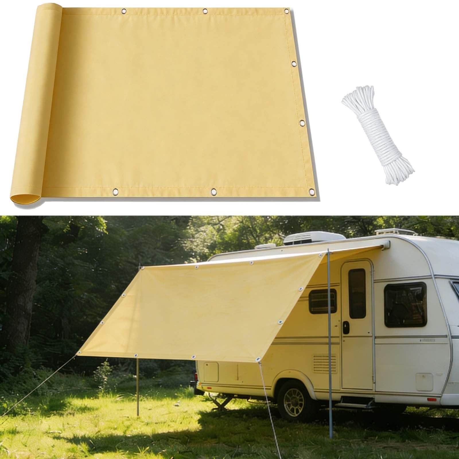 Voile d'ombrage imperméable contre la chaleur et les UV 98% grand format 420x900 cm