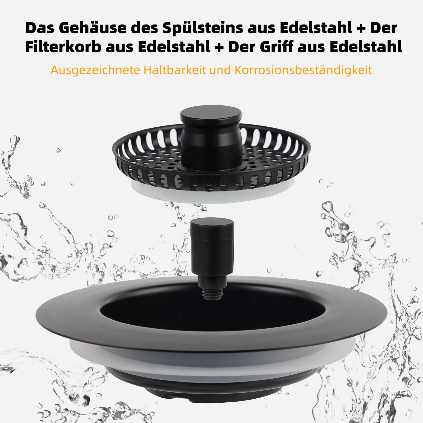 IFealClear 3-in-1 Spülbecken-Stöpsel Mit 2 Körben - Geruchsundurchlässig & Leckfrei Für 72-86mm Löcher