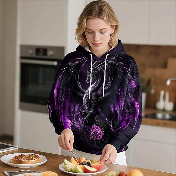 Dragon Hoodies for Men Women 3D Graphic Sweatshirts Novelty Pullover Hoodie Funny Hoody Hooded With Pockets