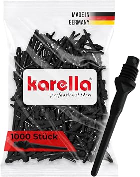 Karella Professional Dart Tips Keypoint Special 2BA Thread, 1000 Pieces, Extremely Sturdy, Extremely Durable, Black, Red, Blue, White