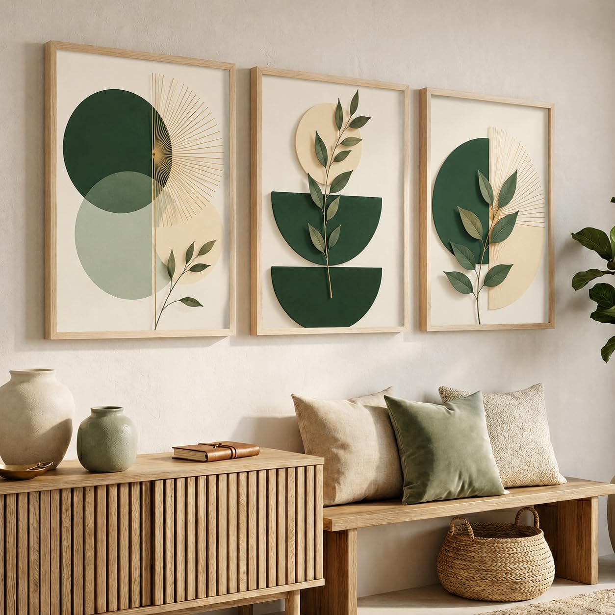 Artisoul Creations Boho Aesthetic Wall Painting For Living Room Decoration Big Size, Framed Painting for Wall Decoration, Wall Decor For Bedroom, living room hotel office Multicolor wall art set of 3 ( 10x13 inch )-image-0