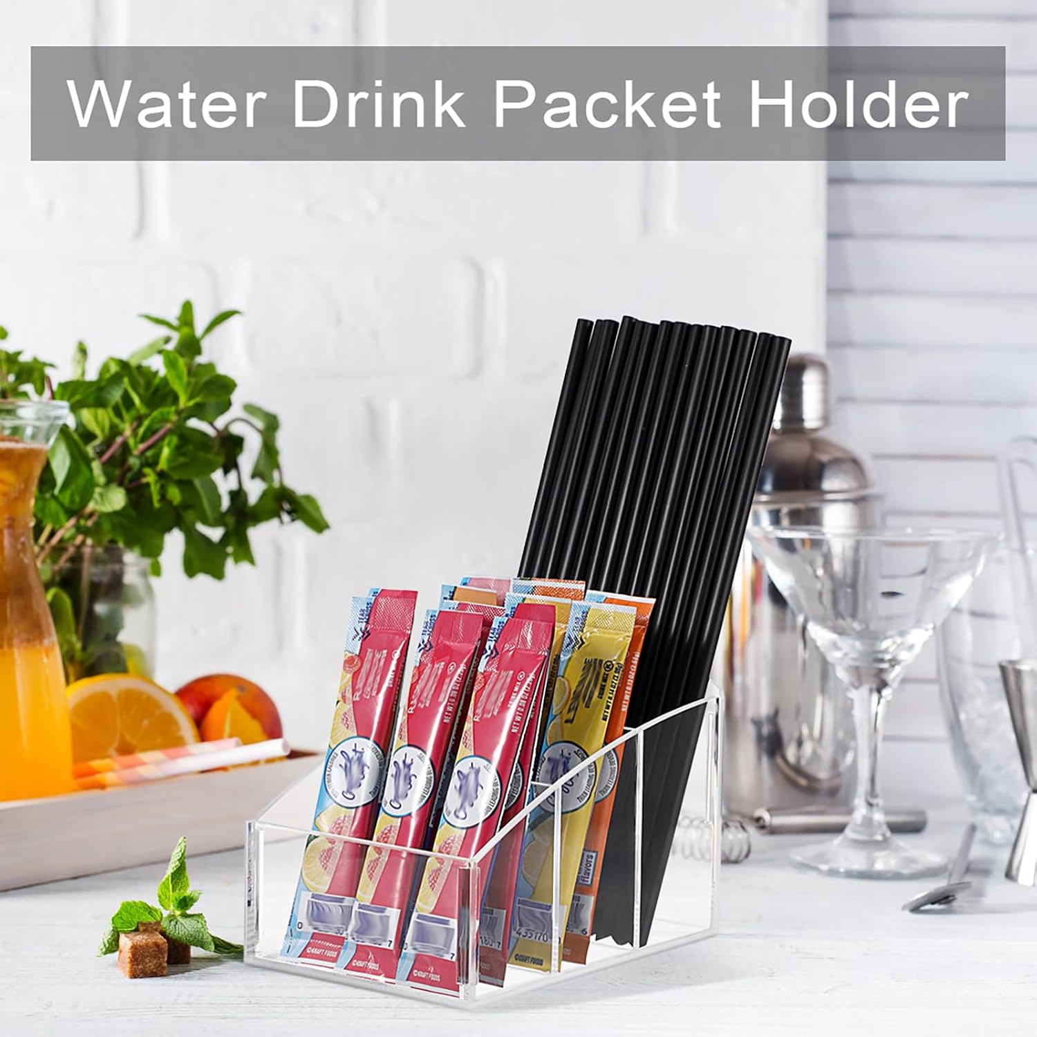 ELLDOO Sugar Packet Holder, Clear Acrylic Sugar Bowl for Restaurant