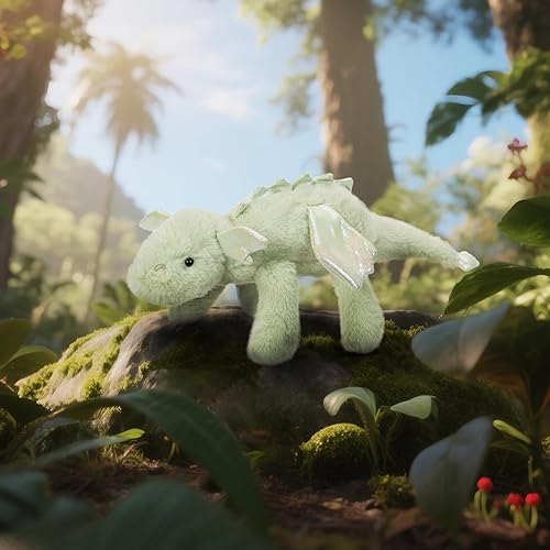 Vista 4 de Apricot Lamb Toys - Peluche de dinosaurio dragón tumbado verde, suave, perfecto para niños (dragón verde, 15 pulgadas)