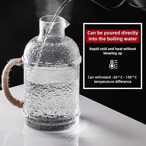 Miniatura 6 de ZWMBYN Juego de jarra de agua y vidrio vintage para mesita de noche jarra de agua de cristal de 25 L con 2 vasos de vidrio para mesita de noche