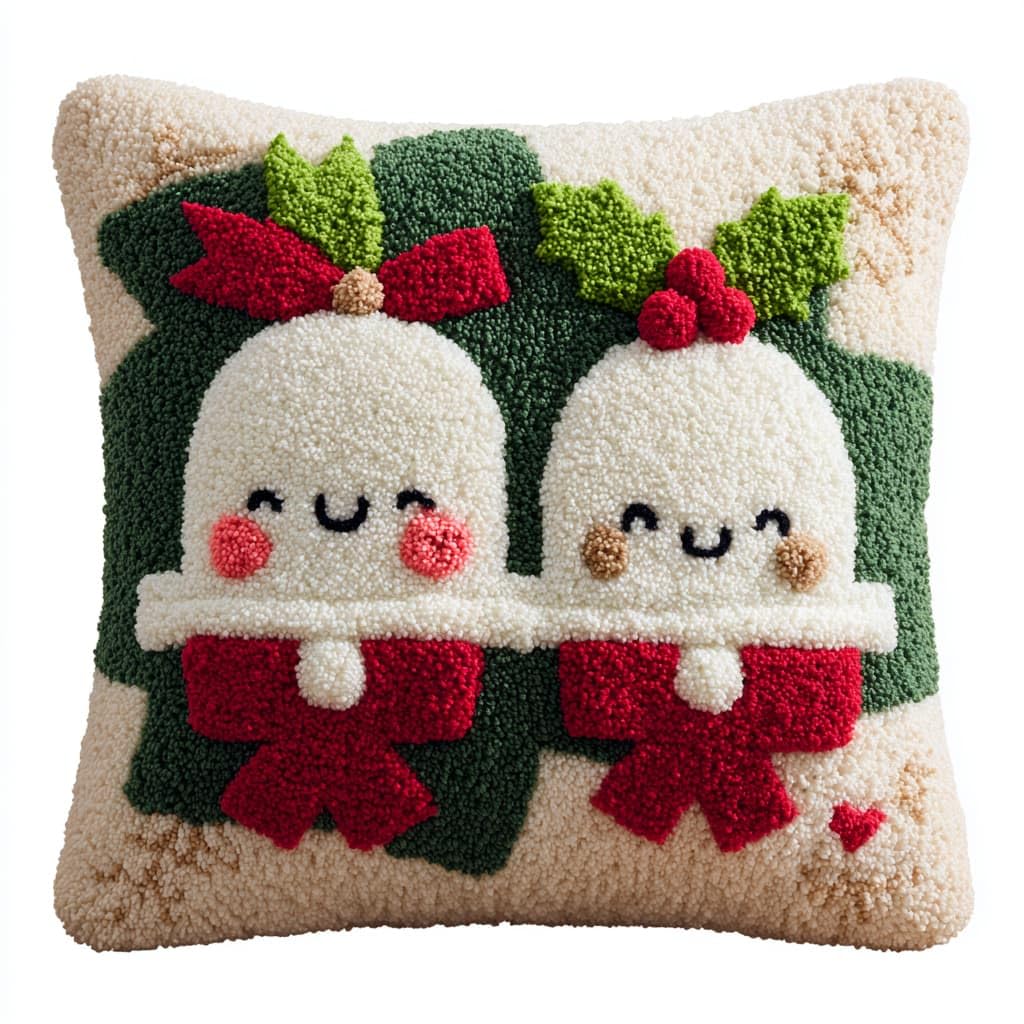 Taxpy Latch Hook Kits, Cartoon Bell Pillow Pre-Printed Patterns Pillowcase Needlework Crochet Yarns Latch Hooking Cushion for Sofa Decor 17x17inch