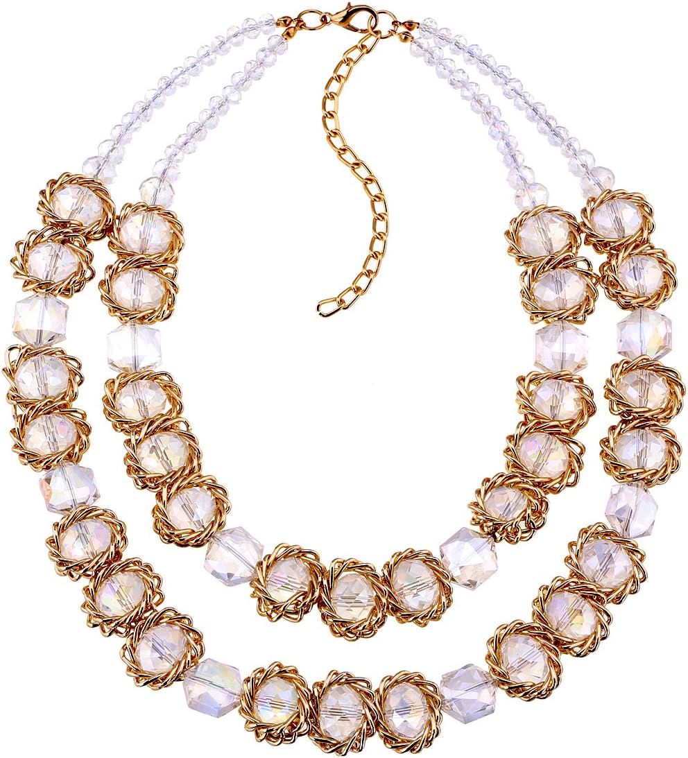 Fashion Crystals Strands Necklaces Maxi Bib Chokers Women