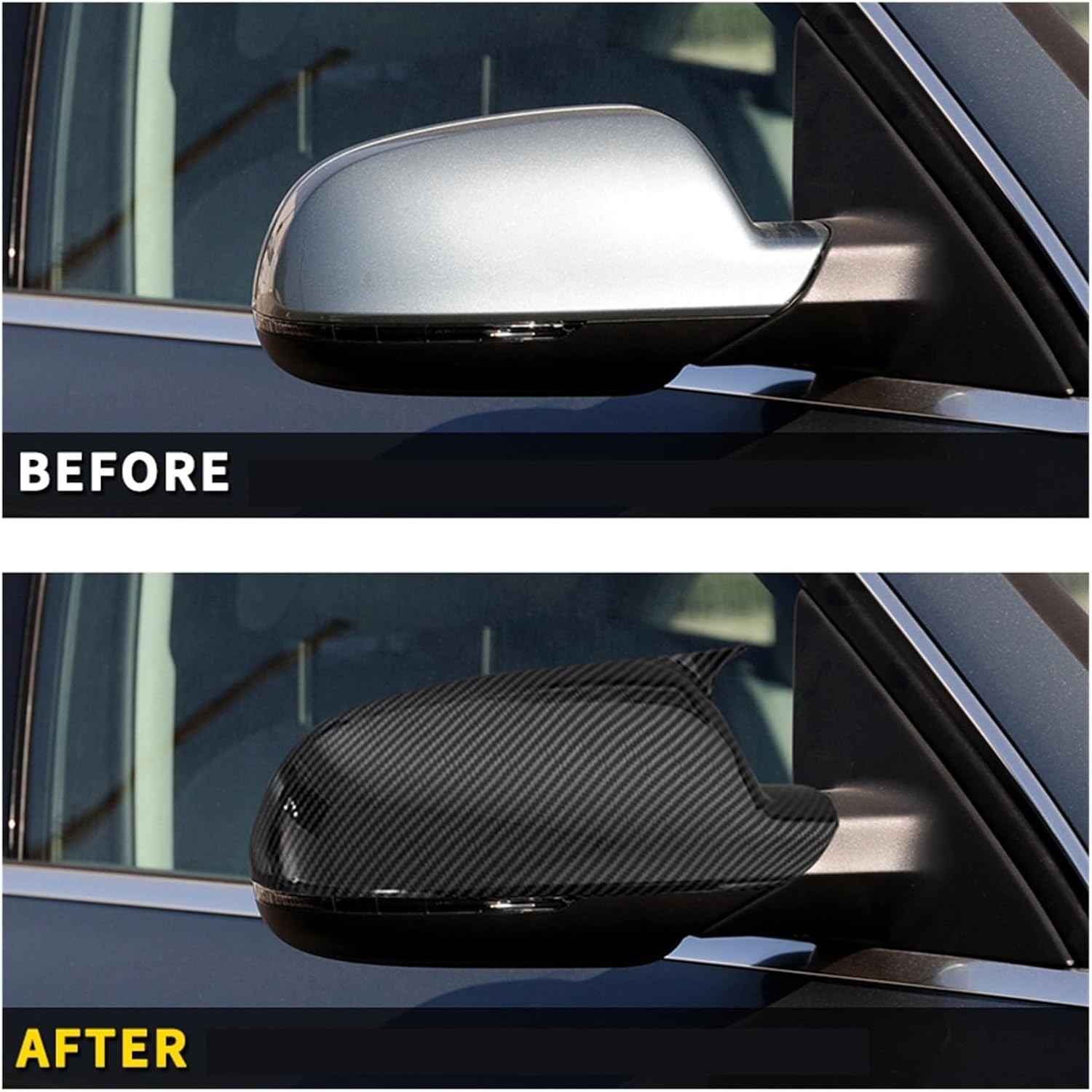 Mirror Cover Rearview Side Mirror Cap S Line Fit for Audi A3 8P A4 A5 B8 2008-2009 B8.5 2011-2016 Rearview Mirror Cover (Color : Bright Black)