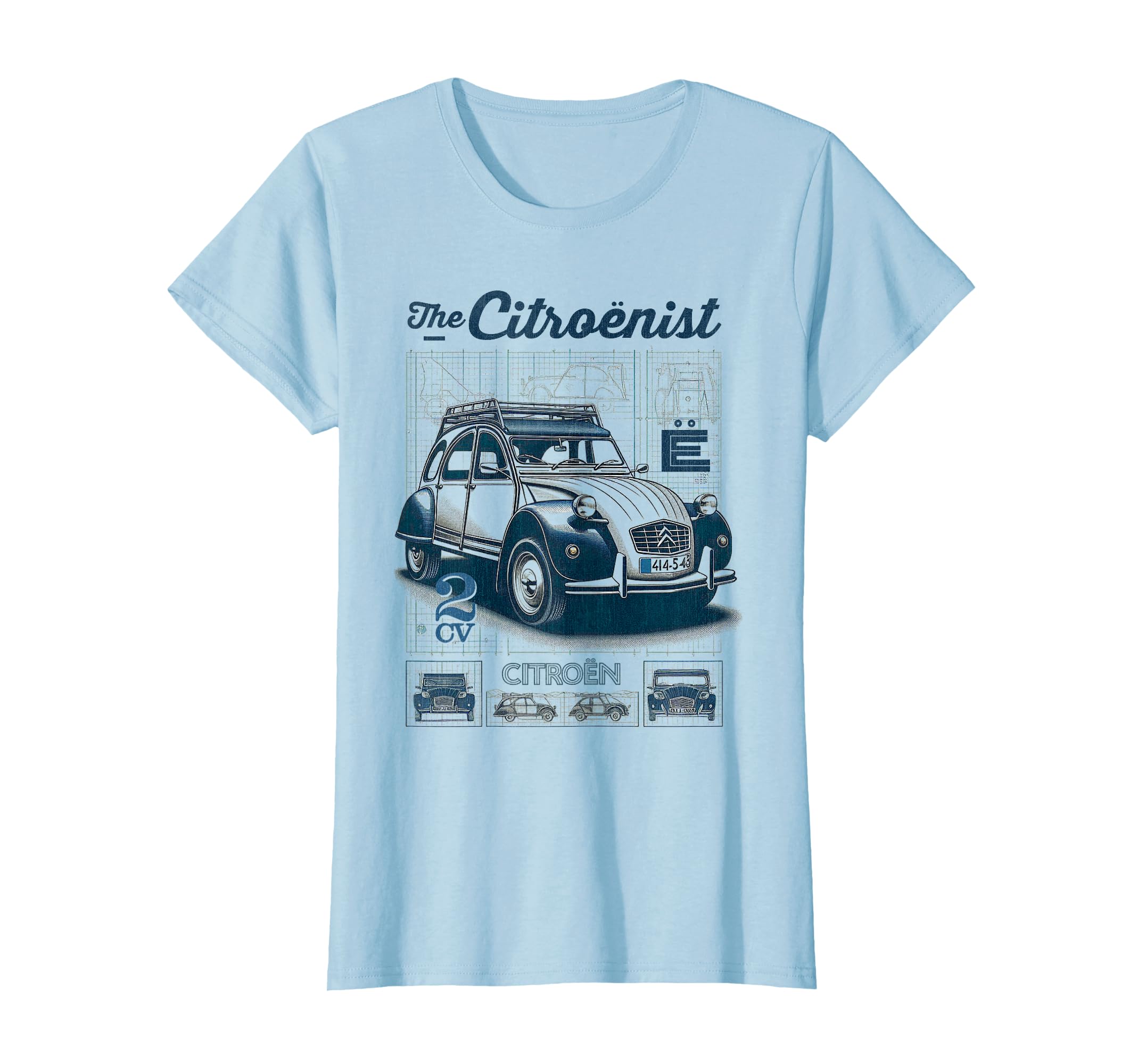 Citroën The Citroënist 2CV Technical Drawings T-Shirt : Amazon.co 